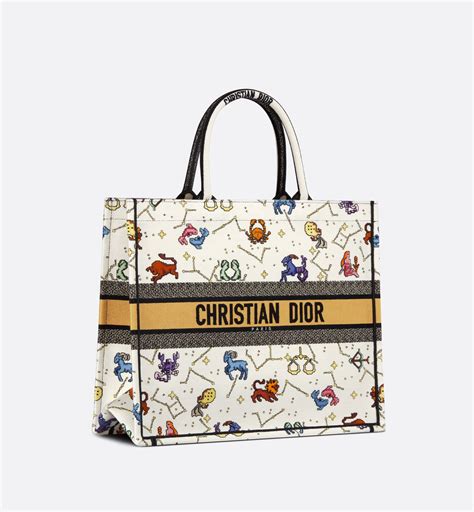 dior book tote latte multicolor dior zodiac embroidery|dior constellation prints 2021.